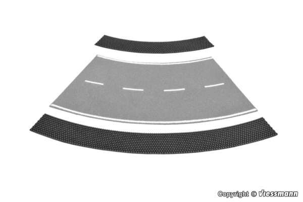 48239 H0 Seitenstreifen Kopfsteinpflaster aus Steinkunst, 45°-Kurve, Radius 12 – 15 cm